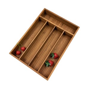 Bamboo Cutlery <b>Storage</b> <b>Box</b> Rectangular Drawer Organizer For <b>Kitchen</b> Utensils - Product Image 1