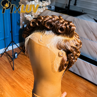Perruque Lace Front HD 13x4 en cheveux humains brésiliens vierges, coupe Pixie courte bouclée profonde, sans colle, provenant du Vietnam