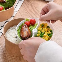 Bol à salade en papier kraft écologique avec séparateur pour plats à emporter