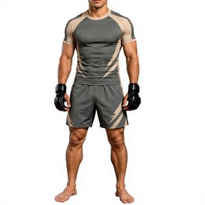 Ensemble de sport Performance Fight Gear : Rashguard à manches courtes et col rond, taille haute, sans coutures, anti-transpiration, pour le yoga - Product Image 1