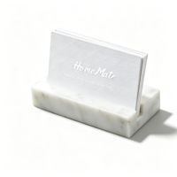 Porte-cartes de visite moderne en marbre blanc naturel gravé, support de bureau personnalisé avec logo pour la décoration de table à la maison