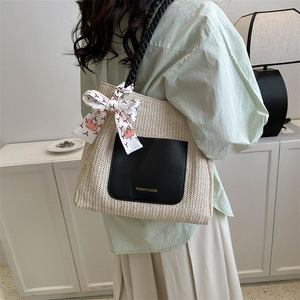 Summer 2026 Bestseller Straw Woven <b>Bags</b> for Women, <b>Sweet</b> Woven Large Capacity Tote Shoulder <b>Bag</b>, Fresh and Simple Handbag - Product Image 3