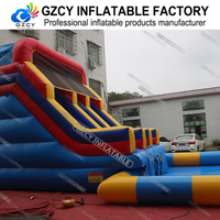 Wahana Air Tiup PVC Kustom untuk Sewa Komersial dengan Seluncuran Air Ganda dan Kolam Renang Merek GZCY INFLATABLE Model GZCY