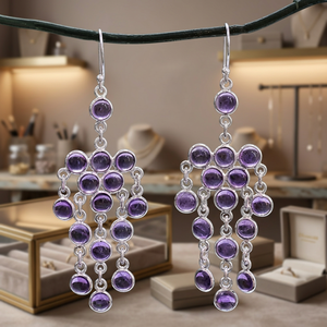 Newest Selling Purple Amethyst Quartz Drop <b>Earring</b> 925 Sterling <b>Silver</b> Bezel Setting <b>Dangle</b> Handmade Wedding & Party Jewelry - Product Image 3
