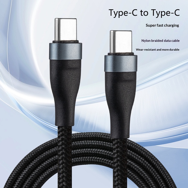 Extra Long 60W PD USB-C USB-C Fast Charging Cable Aluminum Alloy Dual Type-C Connectors for Mobile Phones IPhone Android for