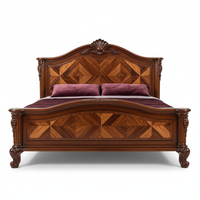 Armoire de chambre à coucher de style victorien, finition acajou, incrustation en chevrons, OE-FASHION