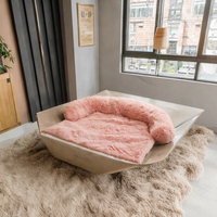 Lit pour chien confortable et luxueux, moderne, portable, grand format, toutes saisons, design rectangulaire en forme de patte, tissu Oxford long et moelleux imprimé