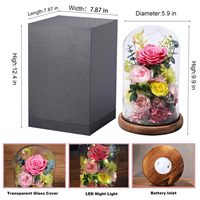 Kustomisasi Bunga Buatan Tangan Campuran dalam Kubah Kaca Mawar Hydrangea Peony Dekorasi Bunga Hadiah Kustom Ulang Tahun Pernikahan