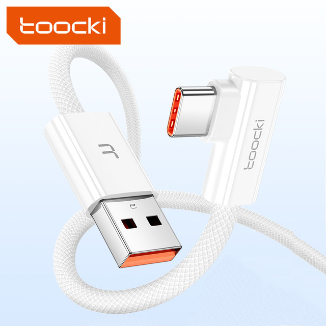 Heavy Duty USB C to C Cable 100W 6A, Right Angle 90° Charger Cord, Nylon Braided 2M/6FT, Fast Charging for Mobile Devices