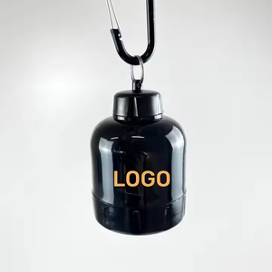 ขวดผงโปรตีนแบบพกพาอุปกรณ์ใส่เครื่องดื่มพลาสติกขนาดเล็กมีช่องสำหรับเล่นกีฬาใช้ในยิมและพวงกุญแจออกแบบโลโก้ได้ตามต้องการ - Product Image 5