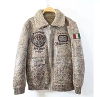 Veste en cuir de vache vintage en laine de luxe italienne pour homme, broderie personnalisable, 5XL, hiver, imperméable, séchage rapide, 3D, devant debout