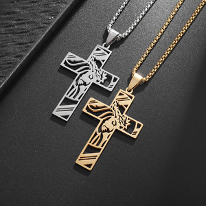 Collar con Cruz y Corona <span class=keywords><strong>de</strong></span> Espinas <span class=keywords><strong>de</strong></span> Jesús ARNAN, Acero Inoxidable, Joyería Religiosa Cristiana Devocional, Regalo para Mujeres y Hombres - Product Image 4