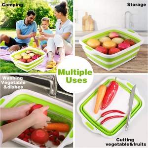 8L Collapsible Tub with Clasp <b>Large</b> <b>BBQ</b> Prep Tub Camping Foldable Collapsible Chopping Blocks Cutting Board - Product Image 3