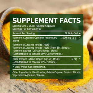 Cápsulas de Cúrcuma de Marca Propia, Apoyo para la Salud Cerebral, Apoyo para la Salud de las Articulaciones, Apoyo para la Salud de la Piel, Contiene Extracto de Cúrcuma - Product Image 2