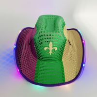 Cappello da Cowboy Luminoso a LED di Lusso per Halloween e Carnevale, Cappello Western con Paillettes Colorate, Accessorio per Spettacoli e Feste, Disponibile in Diversi Colori
