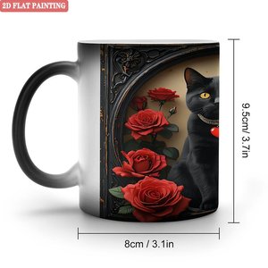 Taza Mágica Esmerilada de 11 oz, Taza de Cerámica Negra que Cambia de Color con el Calor, para Uso Diario - Product Image 1