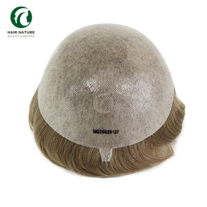 Toupee de Piel Fina de 8x10 Pulgadas (0.03-0.04mm) <span class=keywords><strong>para</strong></span> Hombre, con Lazo Frontal en V, Línea de Cabello Natural, Piezas de Cabello Anudadas, Peluca Tipo Toupee - Product Image 3