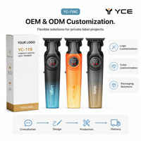 Tondeuse à cheveux électrique sans fil YC-119C avec affichage LED, charge USB-C, autonomie de 150 minutes, 7000 tr/min, lames en céramique et acier inoxydable