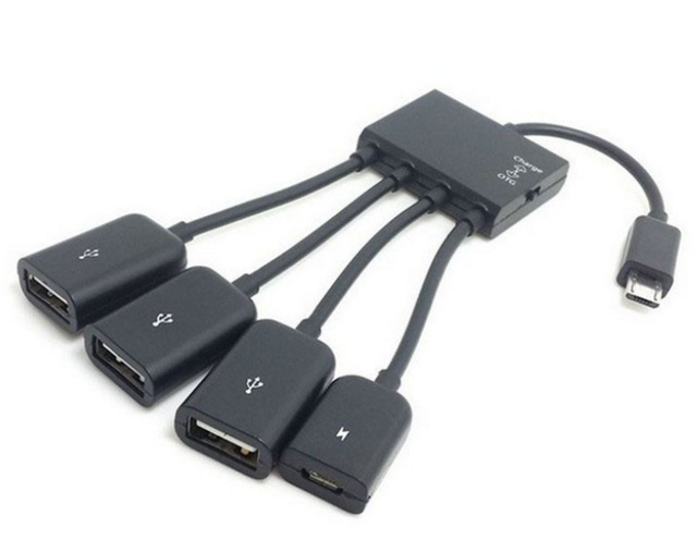 Micro USB OTG to 3 * Usb and 1 * Micro Usb Hub Cable for Smart Mobiles and Pc