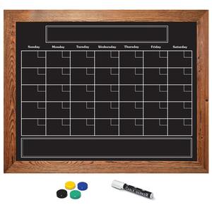 Tablero magnético con imán grueso personalizado para colgar en la pared, planificador mensual, calendario de nevera, Material de madera PET negro, tablero de borrado en seco - Product Image 1