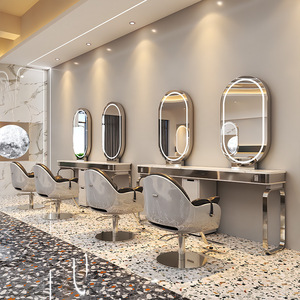 Estaciones de Espejo Doradas para Peluquería y <span class=keywords><strong>Barber</strong></span>ía con Iluminación LED - Product Image 5
