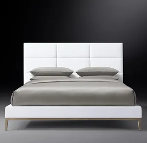 Cama de Lujo de Diseño Modernista Italiano Sassanid OEM con Base de Roble y Plataforma de Tela - Product Image 4