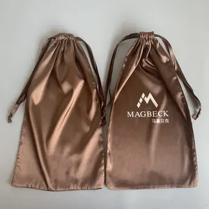 Tas Debu Sutra Tali Serut Garmen Coklat Kualitas Tinggi dengan Logo Tas Sutra untuk Kemasan Lingerie