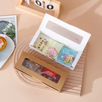 Boîte à biscuits personnalisée pour pâtisserie, boîte à clapet robuste en carton ivoire avec finition mate et fenêtre, format carré
