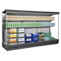 Vitrine réfrigérée commerciale, présentoir ouvert multi-niveaux pour produits laitiers et viandes emballées