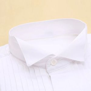 قميص رجالي بياقة على شكل جناح, قميص رجالي باللون الأبيض والأحمر والفرنسي مع أزرار أكمام ، قميص رجالي للزفاف ، قميص رسمي مناسب للحفلات الرسمية - Product Image 4