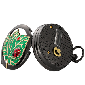 Nuovo orologio da tasca musicale con coccinella su grande foglia, carillon nero <span class=keywords><strong>a</strong></span> manovella per regalo di San Valentino o compleanno - Product Image 4