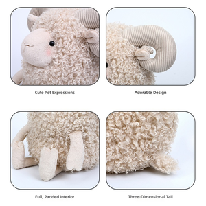 Juguete de Peluche de <span class=keywords><strong>Cordero</strong></span> con Cuernos Rizados, Relleno y Esponjoso, Muñeco de Oveja para Niños, Regalo Reconfortante, Decoración del Hogar - Product Image 2