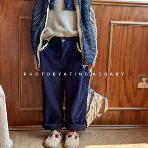 Nuovi Arrivi Invernali 2026 per Bambini: <span class=keywords><strong>Pantaloni</strong></span> Invernali in <span class=keywords><strong>Velluto</strong></span> <span class=keywords><strong>a</strong></span> <span class=keywords><strong>Coste</strong></span> Lavato Stile Coreano con Elastico in Vita Imbottito per Ragazze - Product Image 4