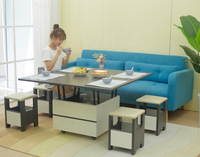 Table basse/table à thé/table à manger multifonctionnelle en bois avec plateau relevable et tabourets, meubles de salon/salle à manger