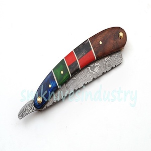 <b>Sm</b> Knives Handmade Damascus Straight Shaving Razor with Leather Sheath Personalization Model <b>Sm</b> 4 (sm4) - Product Image 6