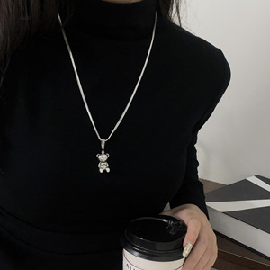 Cadena de Plata de Ley S925 con Eslabones Cuadrados Tipo Espina de Serpiente, 80 cm, Cadena Larga para Suéter, Diseño Moderno, Collar para Mujer - Product Image 4