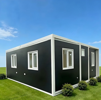 Maison modulaire extensible en structure acier de 20 pieds avec deux chambres et un salon, idéale pour le camping