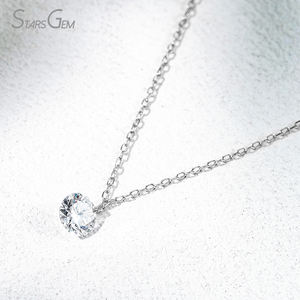 Starsgem 0.5ct 1.0ct redondo corte brillante laboratorio crecido diamante perforado con láser 10K/18K oro lujo Unisex colgante collar - Product Image 4