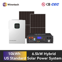 Kit solaire domestique 6,5 kW avec batterie, onduleur, panneaux photovoltaïques, supports, câbles et ensemble d'alimentation de secours domestique