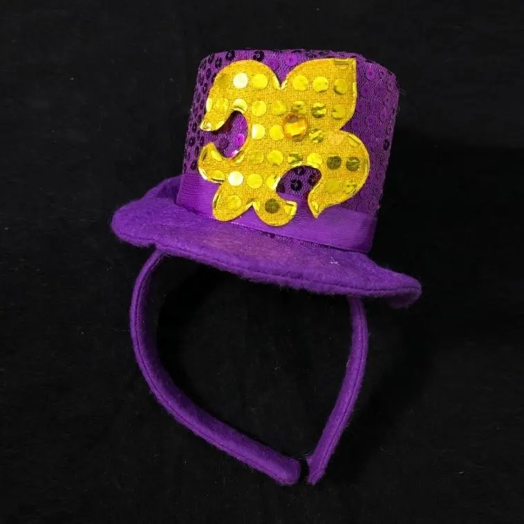 Fleur de Lis Mini Felt Hat na Headband para Mardi Gras Parade