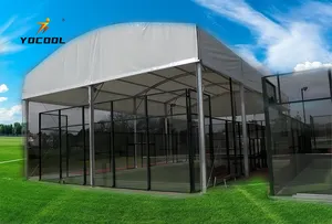 Mới Đến Ngoài Trời Mái Chèo Quần Vợt Thể Thao Tòa Nổ Kính 10*20M Toàn Cảnh Padel Tòa Nhà Máy