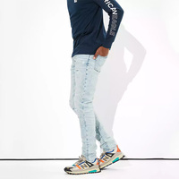 Jean slim déchiré pour hommes, de haute qualité, style décontracté, léger et délavé, correction rock, moulant, nouveauté