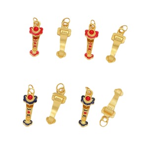 Pendentif Ruyi traditionnel plaqué or émaillé, accessoires de bijoux DIY, vente en gros, forme de lotus, marqué 999 - Product Image 5