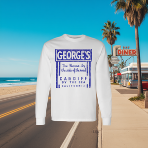 Camiseta de manga larga de George's Cardiff By The Sea California con publicidad vintage del restaurante - Product Image 3