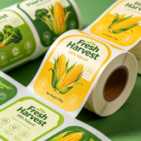 Étiquettes autocollantes en vinyle imperméable de qualité alimentaire, autocollants personnalisés avec logo pour fruits, légumes, maïs, boîtes, sacs, emballages