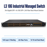 Commutateur géré de couche 3, 24 ports Gigabit SFP, 4x 10G SFP+, tout en fibre optique, pour caméra IP, réseau de campus
