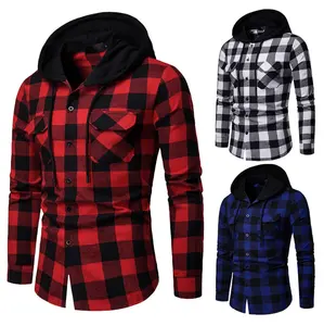 Neue 2019 Shirt Männer Frühling Hot Sale Qualität Plaid Shirts Kapuzen Outwear Langarm Casual Männlich Chemise Homme EU Größe S-XXL