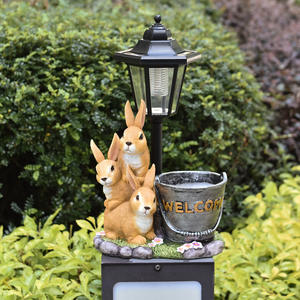 Novedad Transfronteriza en XH-055, Estatua de Conejo para Jardín Exterior, Figura de Resina Solar, Decoración Navideña para Patio y Camino - Product Image 3