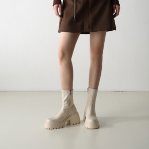 Botines coreanos a la moda para mujer, plataforma de refuerzo lateral elástica, diseño elástico para aumentar la altura, botines cómodos - Product Image 2