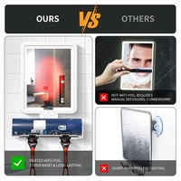 Miroir de salle de bain mural carré MoonlitGlow avec éclairage LED à 3 couleurs et variateur d'intensité, chauffant et anti-buée, idéal pour la douche et le rasage